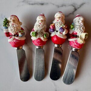 Set of 4 Vintage Santa Cheese Spreaders